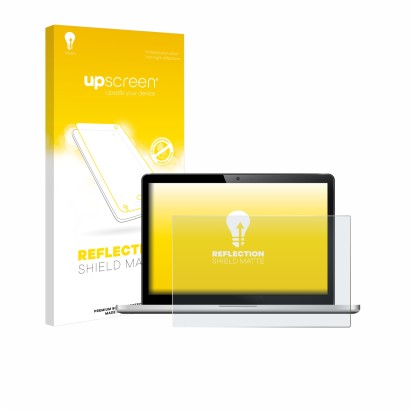 Parte frontal de un envase de producto con el logotipo de la marca upscreen. Al lado se muestra el dispositivo con su protecto