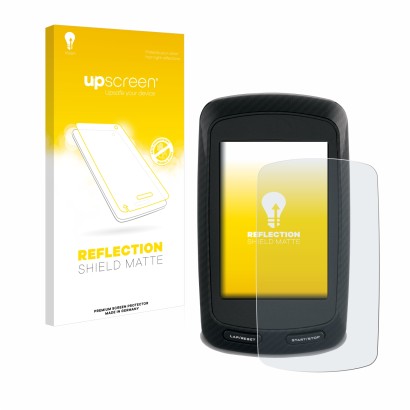 Vorderseite einer Produktverpackung mit dem Markenlogo upscreen. Daneben ist das Gerät Garmin Edge 800 mit dem zugehörigen Dis