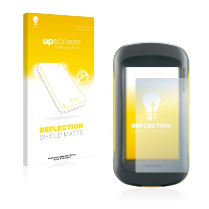 Front side of a product packaging with the brand logo upscreen. Next to it is the device Garmin Montana 600 shown with the cor