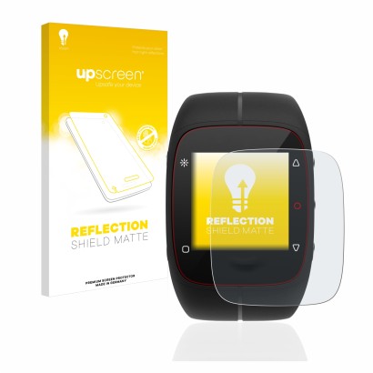 Front side of a product packaging with the brand logo upscreen. Next to it is the device Polar M400 shown with the correspondi