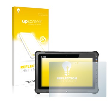 Parte frontale di una confezione del prodotto con il logo del marchio upscreen. Accanto è raffigurato il dispositivo Getac F11