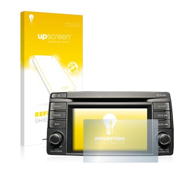 Face avant d’un emballage produit avec le logo de la marque upscreen. À côté, l’appareil Mazda CX-5 2012-2014 Infotainment Sys