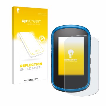 Face avant d’un emballage produit avec le logo de la marque upscreen. À côté, l’appareil Garmin eTrex Touch 35 est représenté 