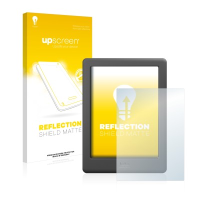 Front side of a product packaging with the brand logo upscreen. Next to it is the device Kobo Glo HD shown with the correspond