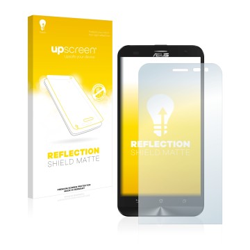 Parte frontale di una confezione del prodotto con il logo del marchio upscreen. Accanto è raffigurato il dispositivo ASUS ZenF