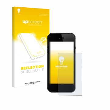 Face avant d’un emballage produit avec le logo de la marque upscreen. À côté, l’appareil est représenté avec la protection d’é
