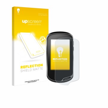 Parte frontale di una confezione del prodotto con il logo del marchio upscreen. Accanto è raffigurato il dispositivo Garmin Or