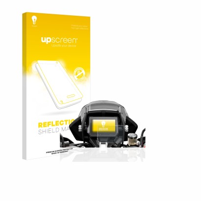 Face avant d’un emballage produit avec le logo de la marque upscreen. À côté, l’appareil KTM 1290 Super Adventure S 2017 Affic