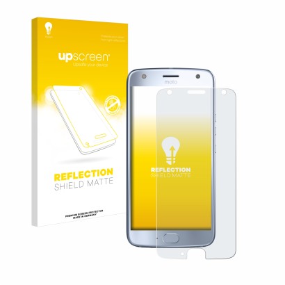 Front side of a product packaging with the brand logo upscreen. Next to it is the device Motorola Moto X4 shown with the corre