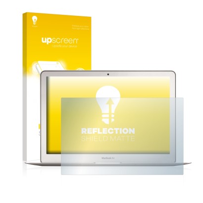 Front side of a product packaging with the brand logo upscreen. Next to it is the device Apple MacBook Air 13" 2017 shown with