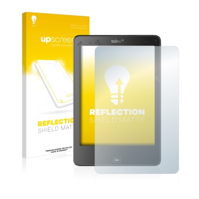 Front side of a product packaging with the brand logo upscreen. Next to it is the device Tolino Epos shown with the correspond