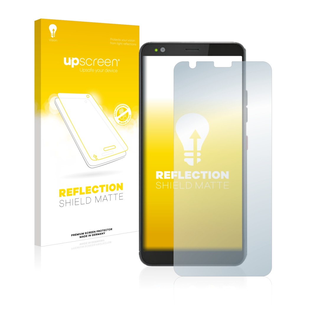 Parte frontale di una confezione del prodotto con il logo del marchio upscreen. Accanto è raffigurato il dispositivo Gigaset G