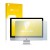 Vorderseite einer Produktverpackung mit dem Markenlogo upscreen. Daneben ist das Gerät Apple iMac 21.5