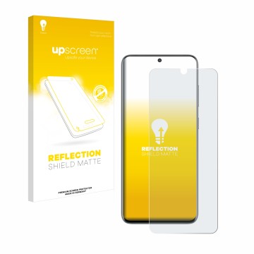 Vorderseite einer Produktverpackung mit dem Markenlogo upscreen. Daneben ist das Gerät Samsung Galaxy S20 mit dem zugehörigen 