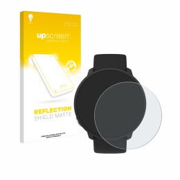 Parte frontal de un envase de producto con el logotipo de la marca upscreen. Al lado se muestra el dispositivo Polar Unite con