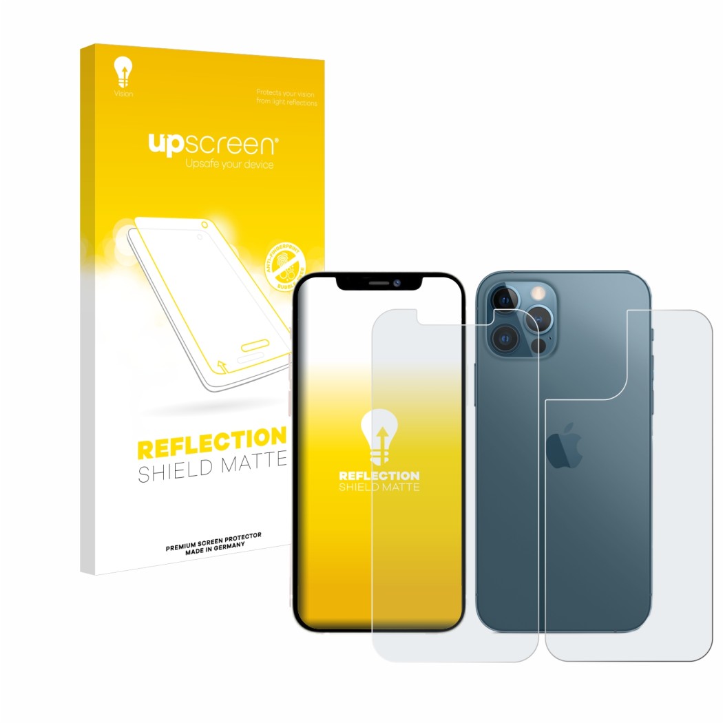 upscreen Reflection Shield Matte Premium Protection d'écran mat pour Apple  iPhone 12 Pro Max (Avant+Arrière)