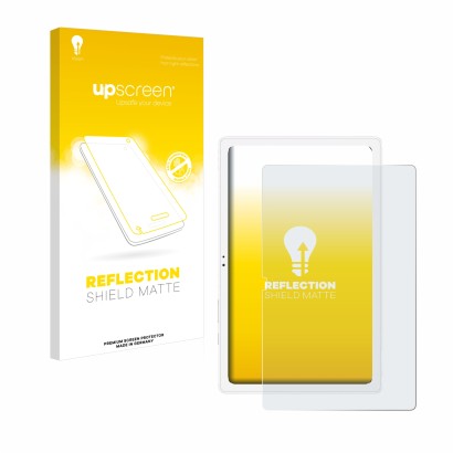 Face avant d’un emballage produit avec le logo de la marque upscreen. À côté, l’appareil Samsung Galaxy Tab A7 10.4 WiFi 2020