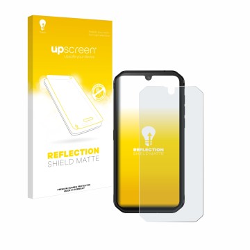 Parte frontale di una confezione del prodotto con il logo del marchio upscreen. Accanto è raffigurato il dispositivo Blackview