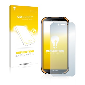 Face avant d’un emballage produit avec le logo de la marque upscreen. À côté, l’appareil Doogee S40 Pro est représenté avec la