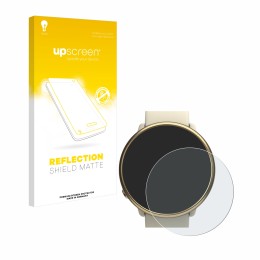 Parte frontal de un envase de producto con el logotipo de la marca upscreen. Al lado se muestra el dispositivo Polar Ignite 2 