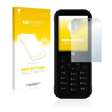 Front side of a product packaging with the brand logo upscreen. Next to it is the device Caterpillar Cat B40 shown with the co