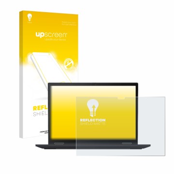 Front side of a product packaging with the brand logo upscreen. Next to it is the device Lenovo ThinkPad X13 Yoga Gen 2 shown 