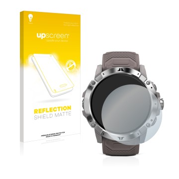 Face avant d’un emballage produit avec le logo de la marque upscreen. À côté, l’appareil Coros Vertix 2 est représenté avec la