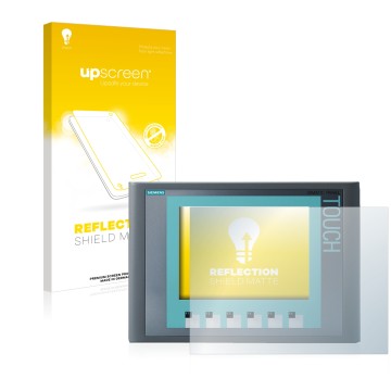 Parte frontale di una confezione del prodotto con il logo del marchio upscreen. Accanto è raffigurato il dispositivo Siemens S