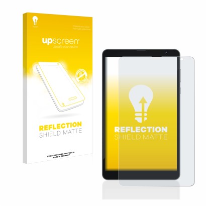 Face avant d’un emballage produit avec le logo de la marque upscreen. À côté, l’appareil Blackview Tab 6 est représenté avec l