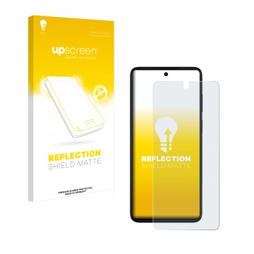 Front side of a product packaging with the brand logo upscreen. Next to it is the device Motorola Moto G52 shown with the corr