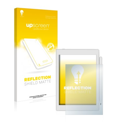 Parte frontale di una confezione del prodotto con il logo del marchio upscreen. Accanto è raffigurato il dispositivo Boox Nova