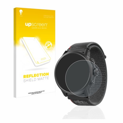 Vorderseite einer Produktverpackung mit dem Markenlogo upscreen. Daneben ist das Gerät Coros Apex 2 mit dem zugehörigen Displa