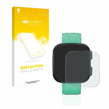 Parte frontale di una confezione del prodotto con il logo del marchio upscreen. Accanto è raffigurato il dispositivo Garmin Bo