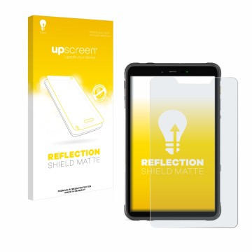 Front side of a product packaging with the brand logo upscreen. Next to it is the device Ulefone Armor Pad 8 shown with the co