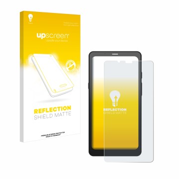 Parte frontale di una confezione del prodotto con il logo del marchio upscreen. Accanto è raffigurato il dispositivo Boox Palm