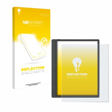 Vorderseite einer Produktverpackung mit dem Markenlogo upscreen. Daneben ist das Gerät Boox Tab Ultra C Pro mit dem zugehörige