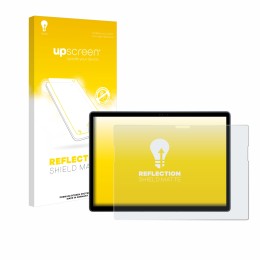 Parte frontal de un envase de producto con el logotipo de la marca upscreen. Al lado se muestra el dispositivo Dell Latitude 7