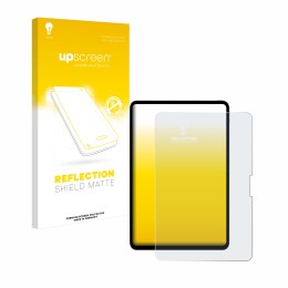 Face avant d’un emballage produit avec le logo de la marque upscreen. À côté, l’appareil Apple iPad Pro 13