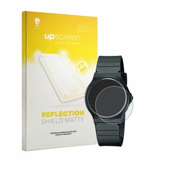 Front side of a product packaging with the brand logo upscreen. Next to it is the device Casio Collection MQ-24 shown with the