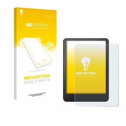Vorderseite einer Produktverpackung mit dem Markenlogo upscreen. Daneben ist das Gerät Amazon Kindle Paperwhite 2024 Signature