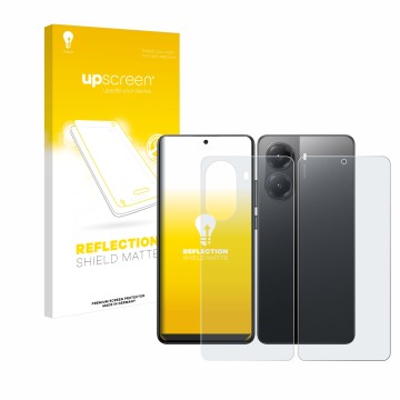 Vorderseite einer Produktverpackung mit dem Markenlogo upscreen. Daneben ist das Gerät Xiaomi Poco X7 Pro (Display+Rückseite) 