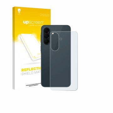 Face avant d’un emballage produit avec le logo de la marque upscreen. À côté, l’appareil Samsung Galaxy A37 5G (Arrière) est r