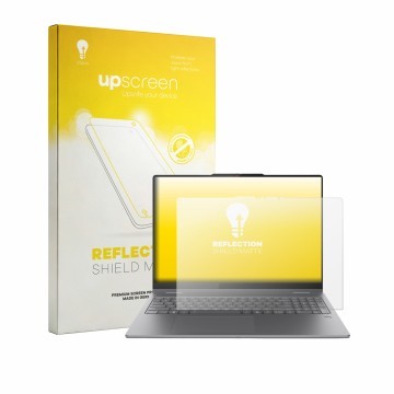 Vorderseite einer Produktverpackung mit dem Markenlogo upscreen. Daneben ist das Gerät Lenovo Yoga 7i 2-in-1 Gen 11 Aura Editi
