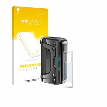Vorderseite einer Produktverpackung mit dem Markenlogo upscreen. Daneben ist das Gerät GeekVape Aegis Legend 5 mit dem zugehör