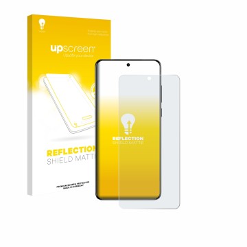 Parte frontal de un envase de producto con el logotipo de la marca upscreen. Al lado se muestra el dispositivo Vivo X200 Ultra