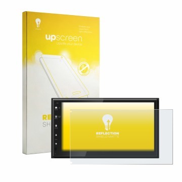 Parte frontal de un envase de producto con el logotipo de la marca upscreen. Al lado se muestra el dispositivo Kenwood DMX5023