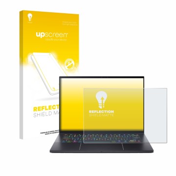 Face avant d’un emballage produit avec le logo de la marque upscreen. À côté, l’appareil Acer Predator Triton 14 AI est représ