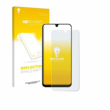 Front side of a product packaging with the brand logo upscreen. Next to it is the device Samsung Galaxy M16 shown with the cor