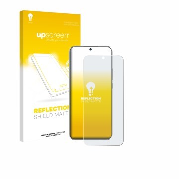 Parte frontal de un envase de producto con el logotipo de la marca upscreen. Al lado se muestra el dispositivo Huawei Nova 12 