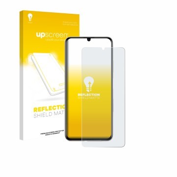 Vorderseite einer Produktverpackung mit dem Markenlogo upscreen. Daneben ist das Gerät Huawei Nova Y71 mit dem zugehörigen Dis